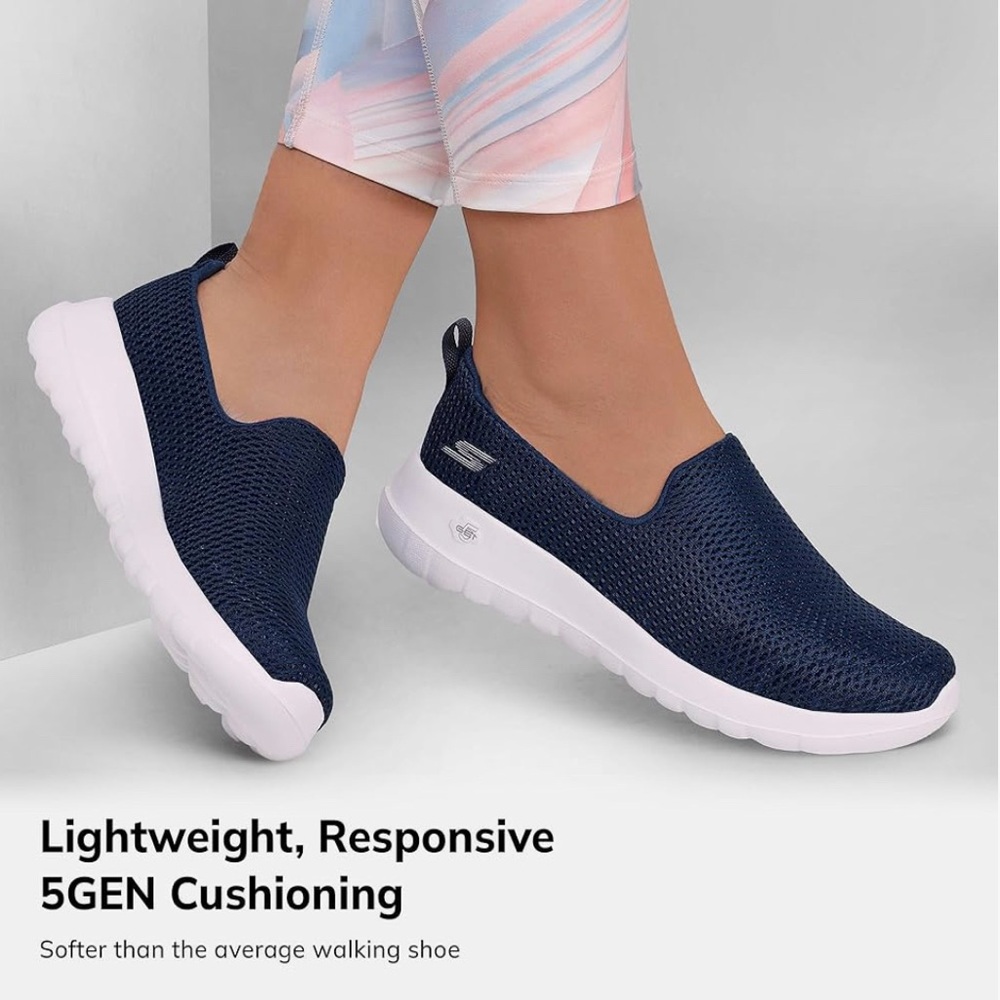 Skechers Slip-On Knit Sneakers in Navy and White - Picture 5 of 11